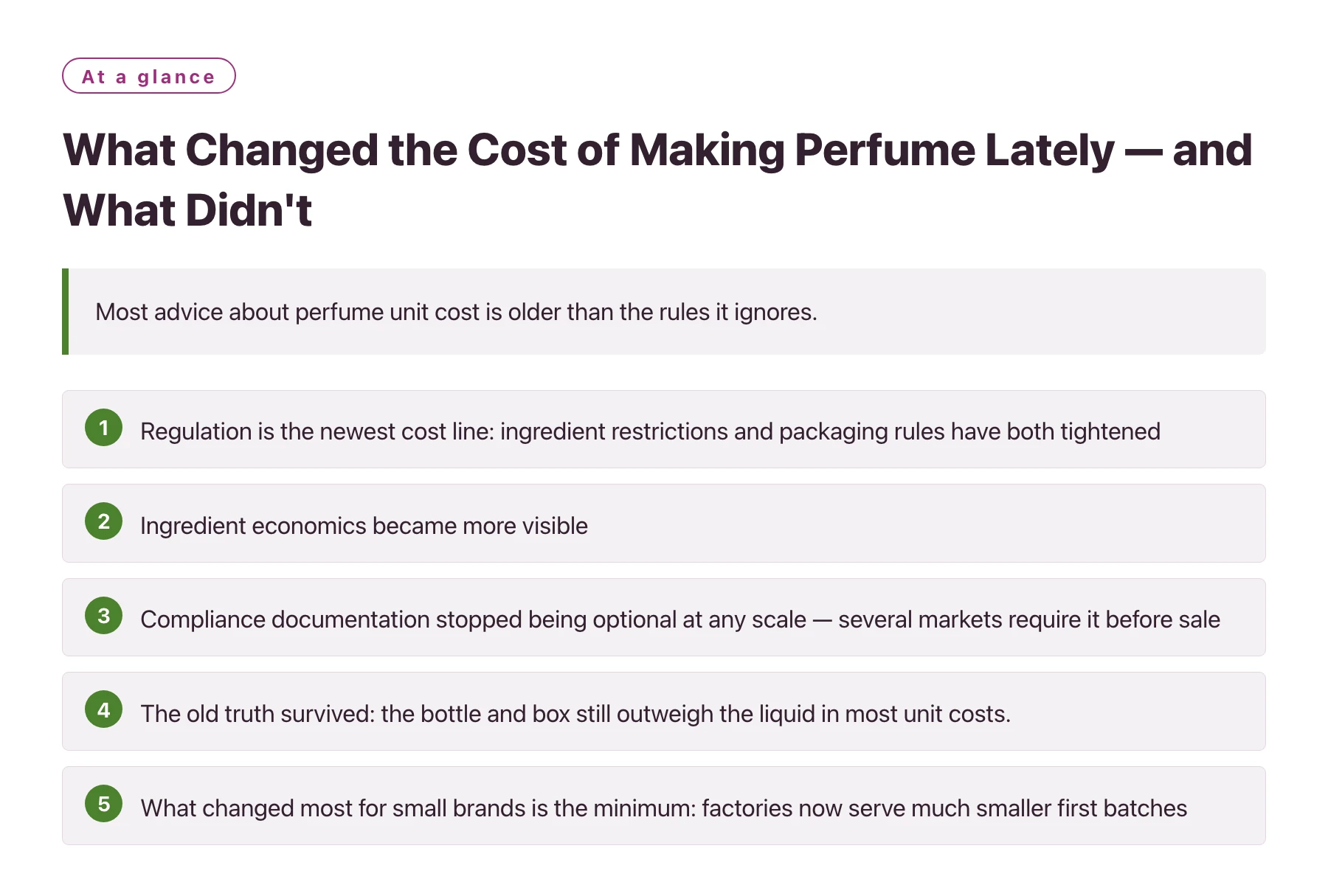 What Changed the Cost of Making Perfume Lately — and What Didn't——全文要点速览